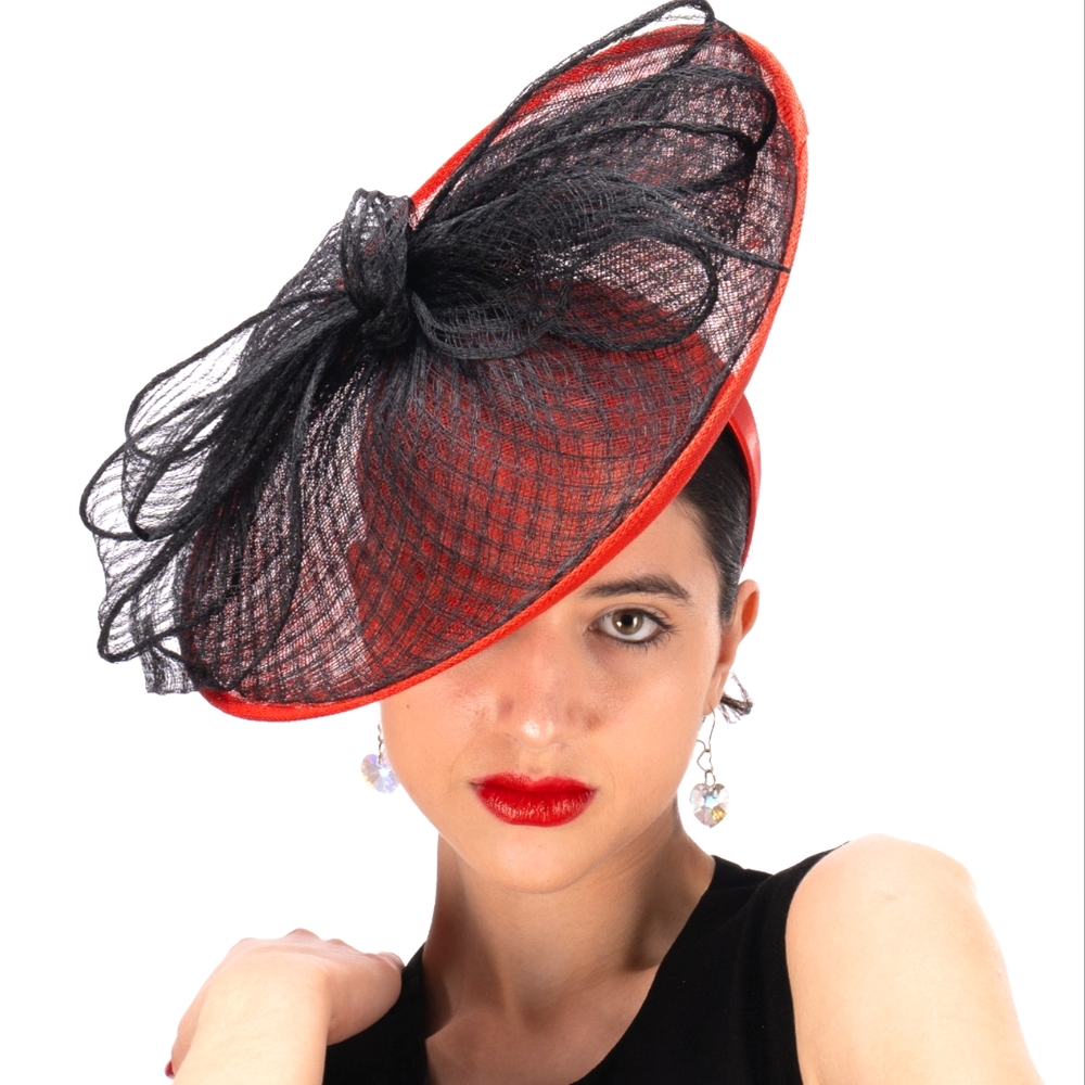 Elegant Black and Red Fascinator